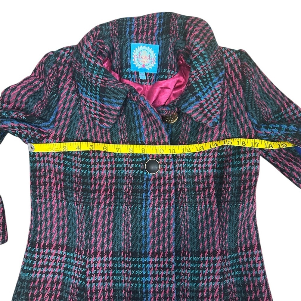 Plenty By Tracy Reese Anthropologie Plaid Peacoat Coat Size Small Midi Length - Picture 9 of 12